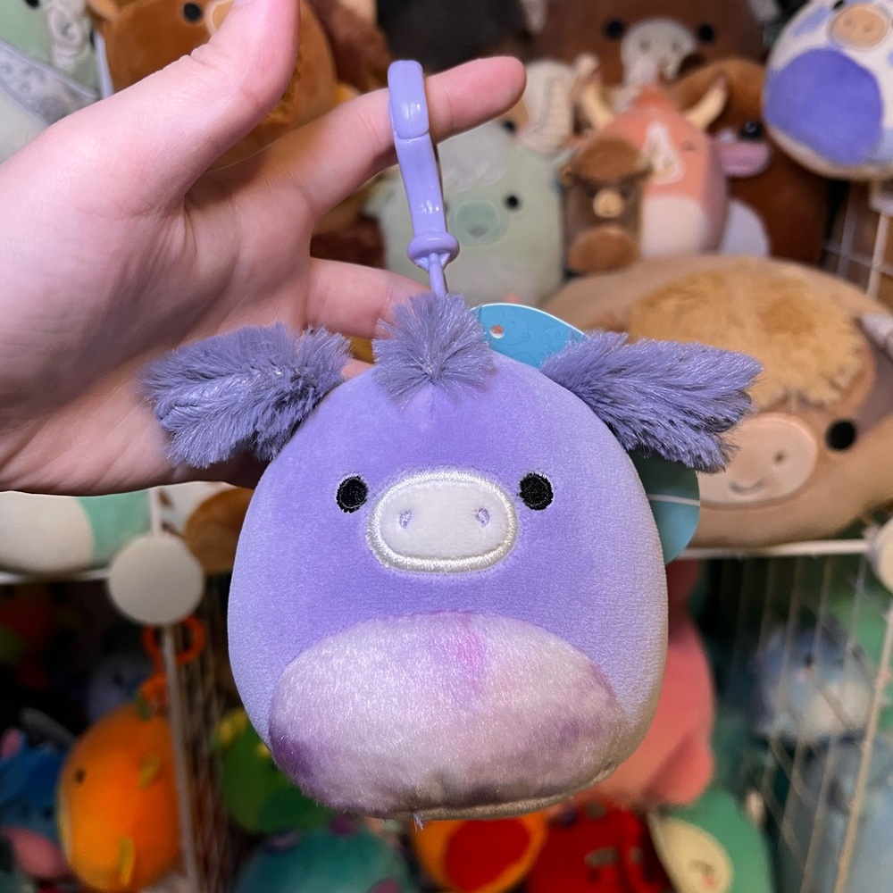 Squishmallows Squishmallow Deacon the Purple Donkey 3.5" Stuffed Plush Clip